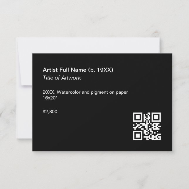 Modèle d'étiquette d'exposition d'œuvre d'art avec (Devant)