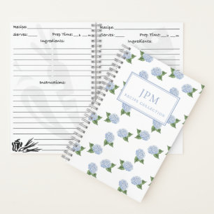 Modèle d'hortensia bleu Petit livre de recettes pe