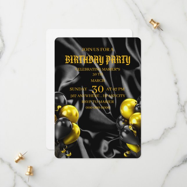Modèle d'invitation de dîner d'anniversaire numéri (Devant/Arrière en situation)