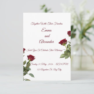 Modèle d'invitation de mariage à la rose rouge élé