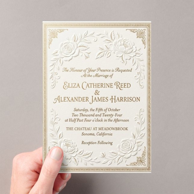 Modèle d'invitation de mariage au papier d'or de l (In situ (ordinateur de poche))
