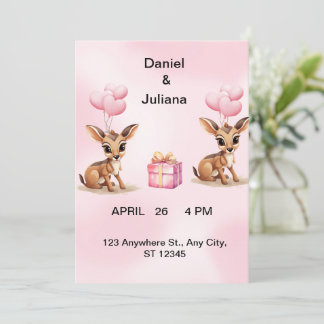 Modèle d'invitation de mariage avec ballons rose p
