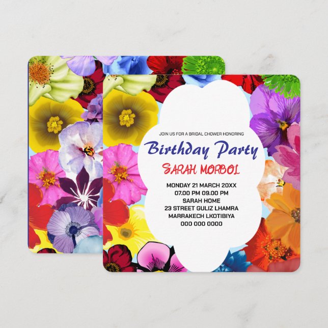 Modèle d'invitation de mariage de fleurs sauvages, (Devant / Derrière)