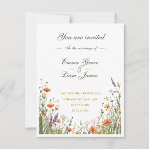 Modèle d'invitation de mariage Meadow, Boho Wildfl