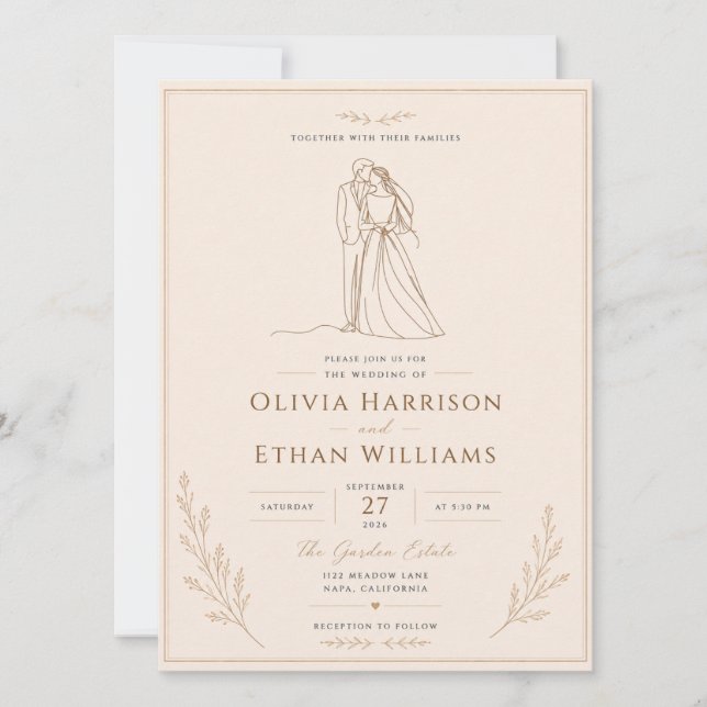 Modèle d'invitation de mariage minimaliste élégant (Devant)
