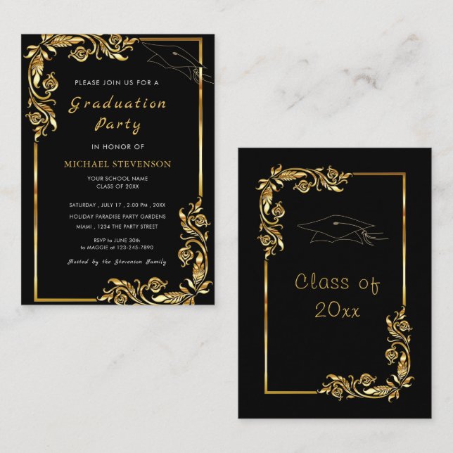 Modèle d'invitation de remise de diplômes avec enc (Devant / Derrière)