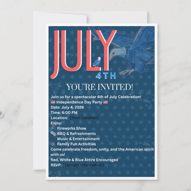 Modèle d'invitation du 14 juillet | Indépendance p (Devant)