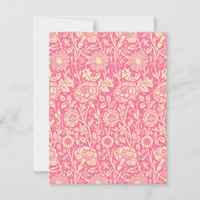 Modèle d'invitation florale rose William Morris (Devant)