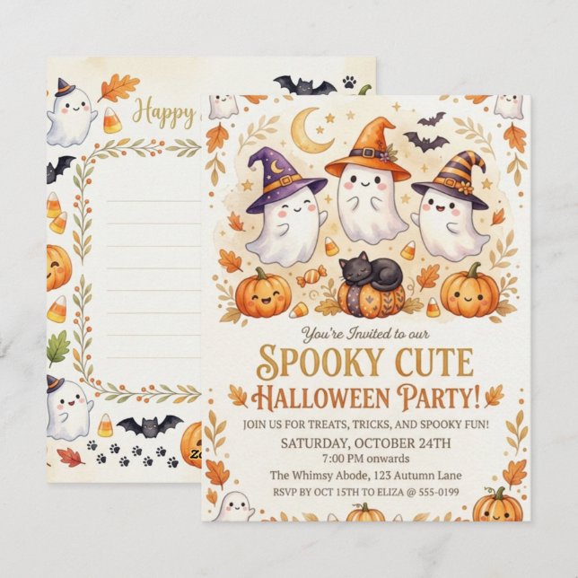 Modèle d'invitation Halloween de la Maison Hantée  (Devant / Derrière)
