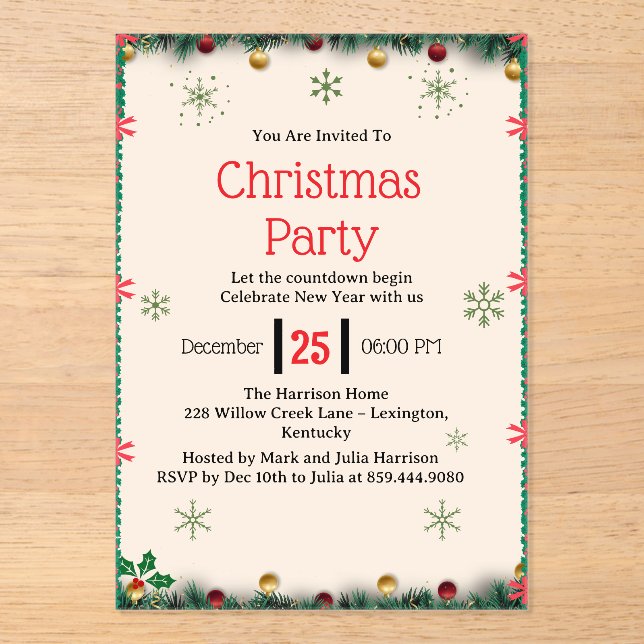 Modèle d'invitation moderne pour une fête de Noël (Recto)