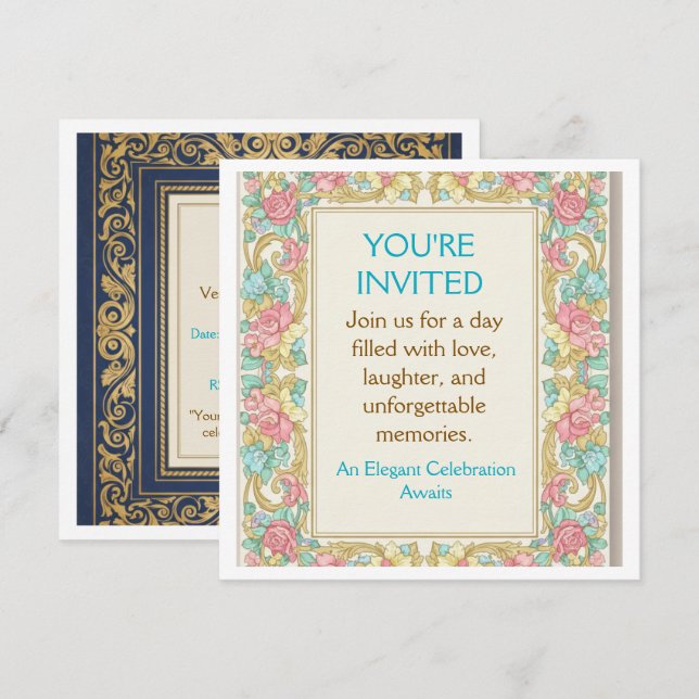 Modèle d'invitation pour célébration moderne (Devant / Derrière)
