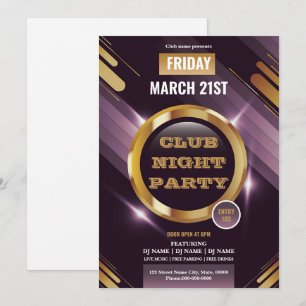 Modèle d'invitation pour soirée en boîte de nuit