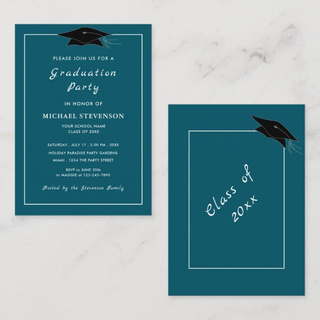 Modèle d'invitations de fin d'études "Design Your  (Devant / Derrière)