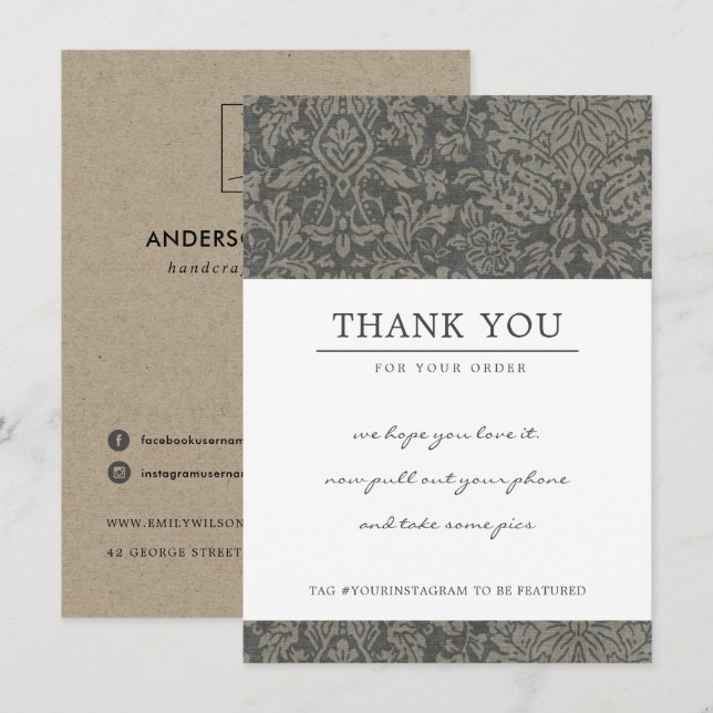 MODÈLE DOMMASQUE GRIS RUSTIQUE LOGO D'ENTREPRISE (Devant / Derrière)