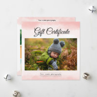 Modèle du certificat cadeau du photographe