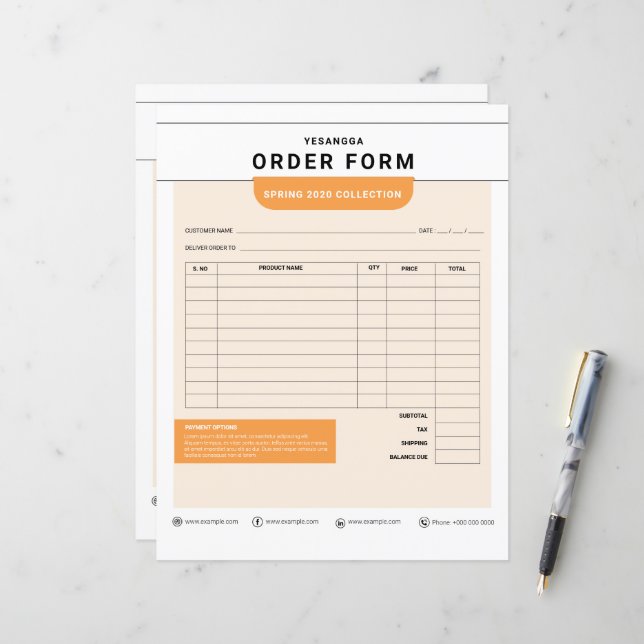 Modèle du formulaire de commande | Facile à person (Devant/Arrière en situation)