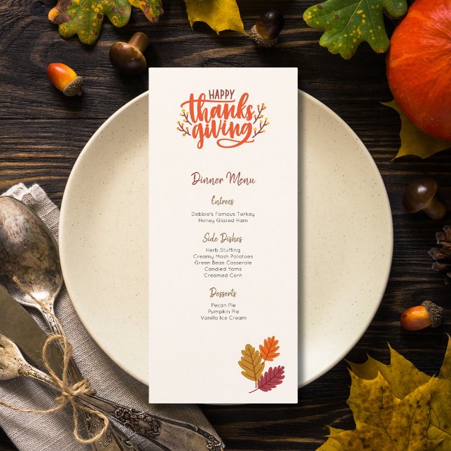 Modèle du menu de Thanksgiving personnalisé modifi (Créateur téléchargé)