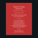 Modèle du menu Mariage rouge Réception<br><div class="desc">Le modèle de menu mariage rouge est bon marché et facile à créer à l'aide de modèles de texte. L'avant est rouge avec du texte blanc. Inclure les noms, l'emplacement et la date de l'événement en haut. Titre du menu suivant avec tous les aliments et boissons à servir ajouté dans...</div>