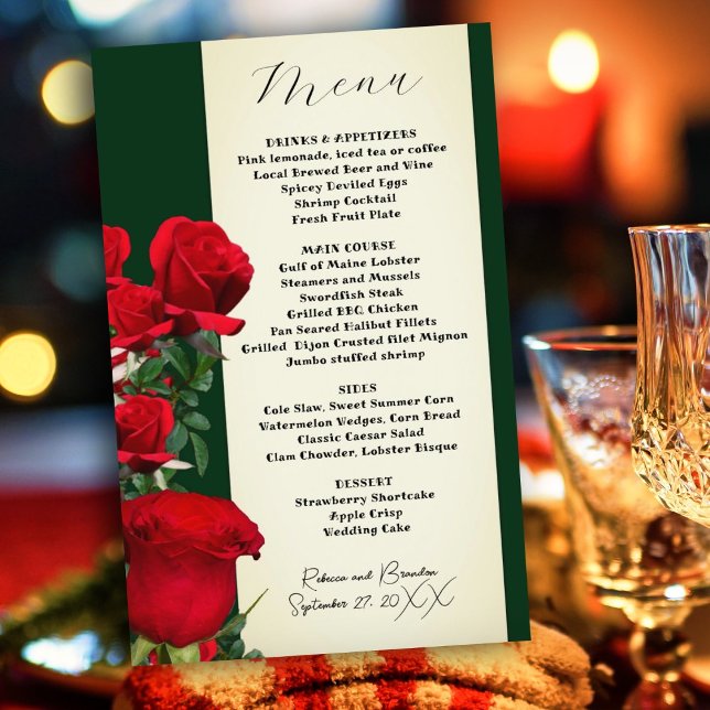 Modèle du menu Roses rouges vintage (Créateur téléchargé)