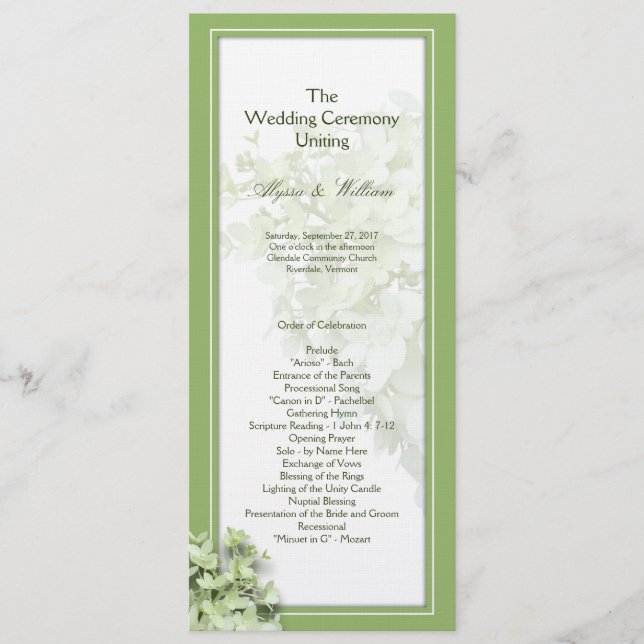 Modèle du programme de mariage Limelight High Hydr (Devant)