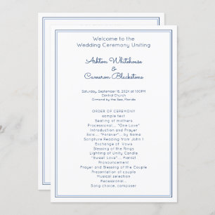 Modèle du programme de mariage simple en blanc cla