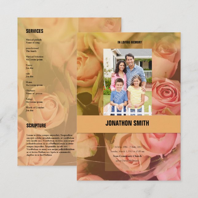 Modèle du programme funéraire (Devant / Derrière)