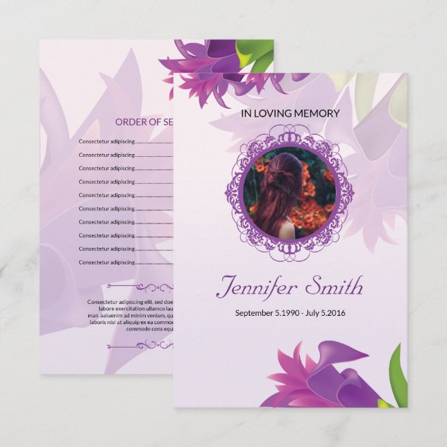 Modèle du programme funéraire (Devant / Derrière)