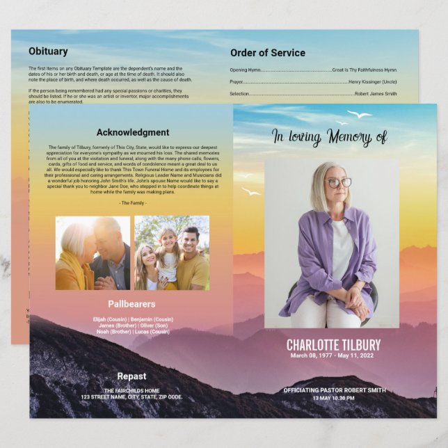 Modèle du programme funéraire (Devant / Derrière)