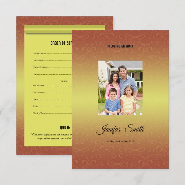 Modèle du programme funéraire (Devant / Derrière)