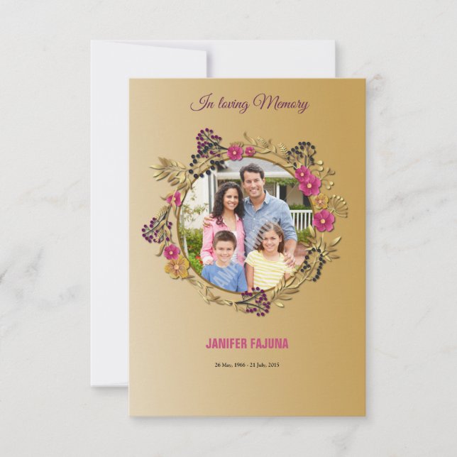 Modèle du programme funéraire commémoratif (Devant)