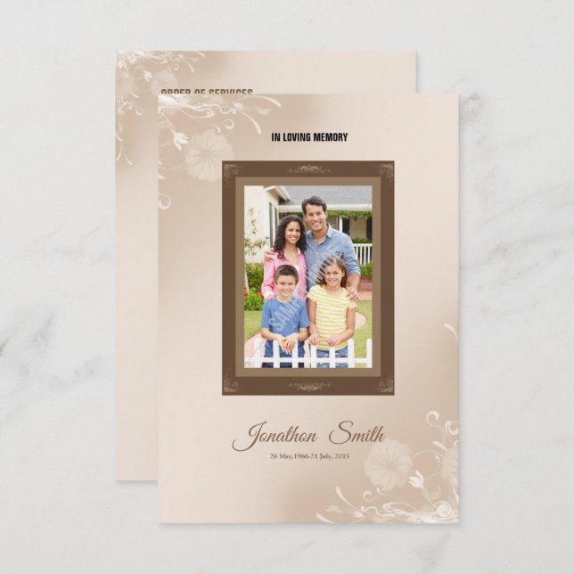 Modèle du programme funéraire commémoratif (Devant / Derrière)