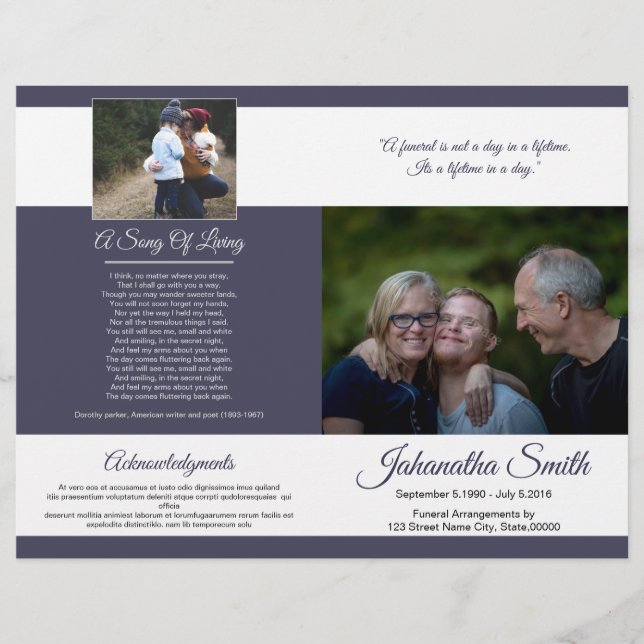 Modèle du programme funéraire imprimable (Devant)