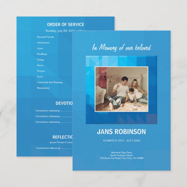 Modèle du programme funéraire imprimable (Devant / Derrière)