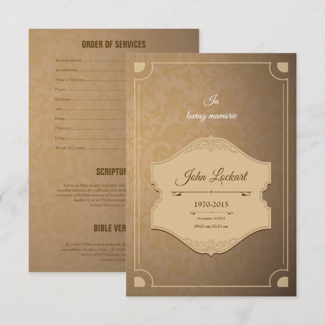 Modèle du programme funéraire imprimable (Devant / Derrière)