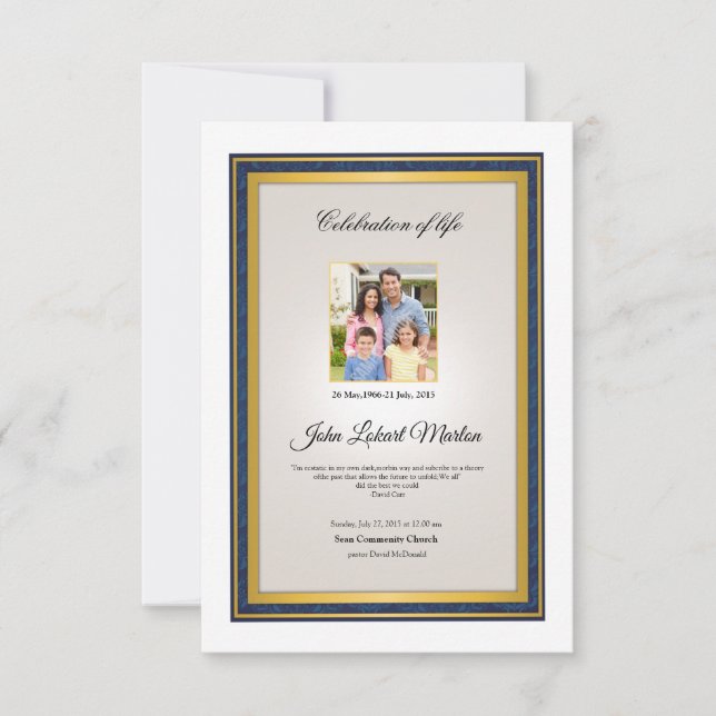 Modèle du programme funéraire imprimable (Devant)