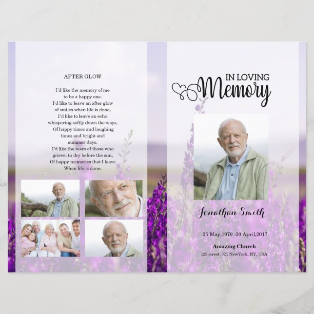 Modèle du programme funéraire Lavender (Devant)