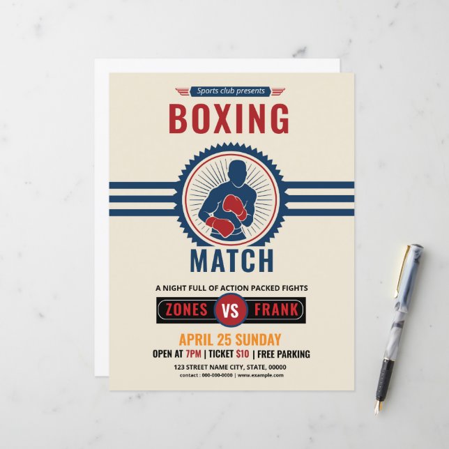 Modèle du tournoi de boxe (Devant/Arrière en situation)