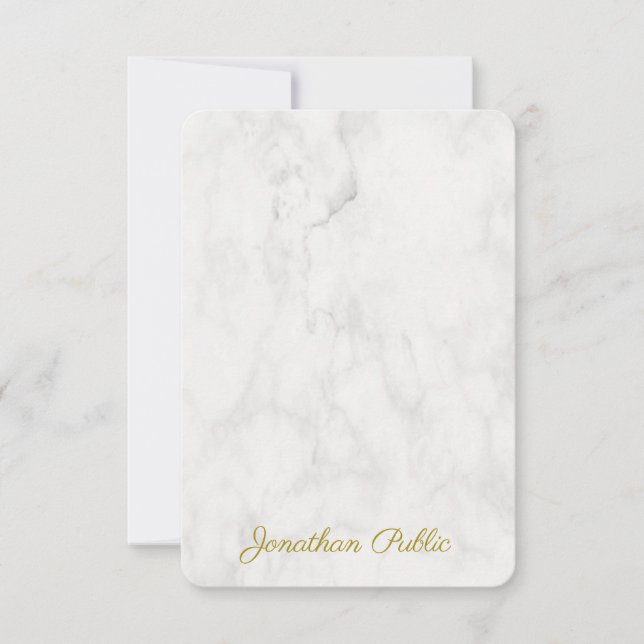Modèle en marbre élégant Monogramme Nom Gold Texte (Devant)