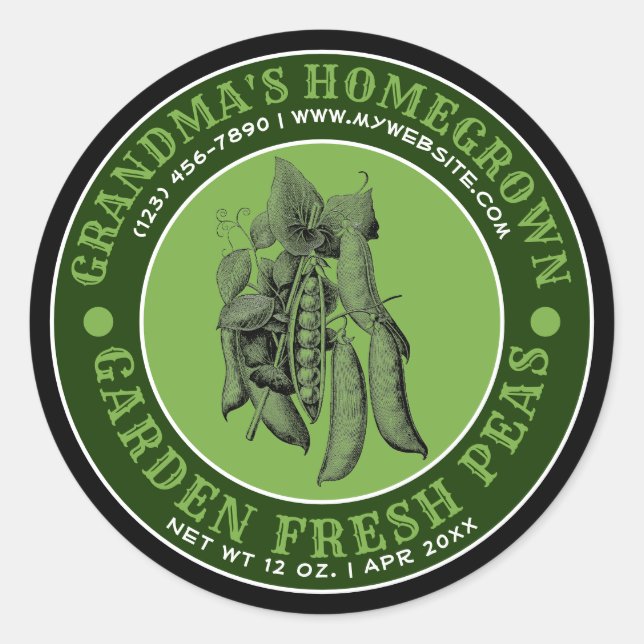 Modèle Étiquette de la canne de pois de jardin dom (Devant)