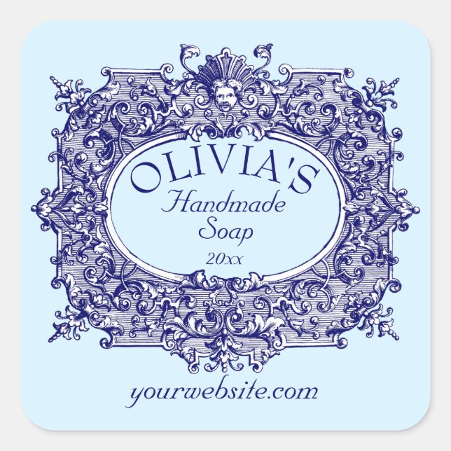Modèle Étiquette de savon Rococo Cartouche Baroque (Devant)