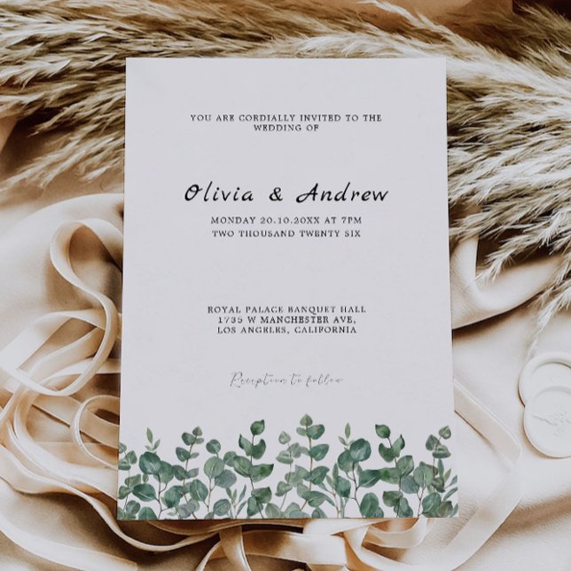 Modèle Faire-part de mariage de verdure (Greenery Wedding Invitation Template)