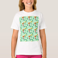 Modèle floral avec fleurs roses colorées T-shirt