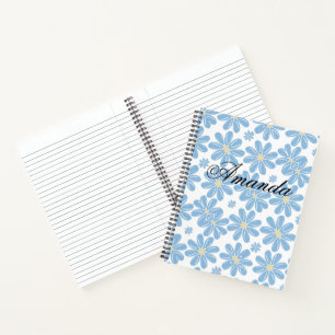 Modèle floral bleu - Cahier à spirale personnalisé
