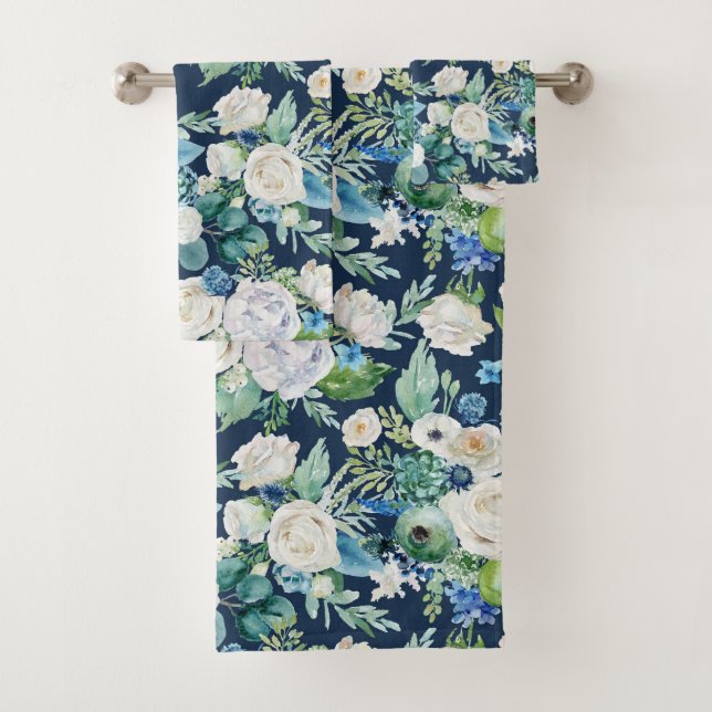 Modèle floral bleu et blanc romantique (En situation)