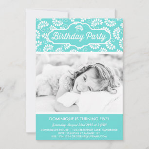 MODÈLE FLORAL BLEU INVITATION ANNIVERSAIRE