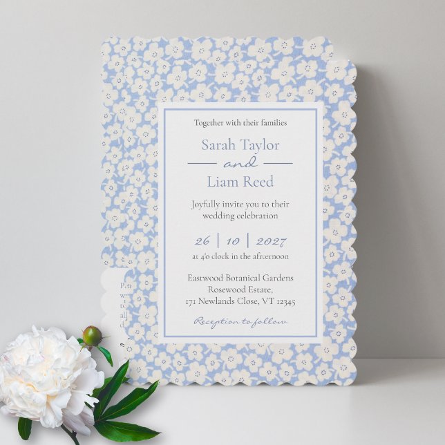 Modèle Floral bleu Mariage RSVP & Invitation (Créateur téléchargé)