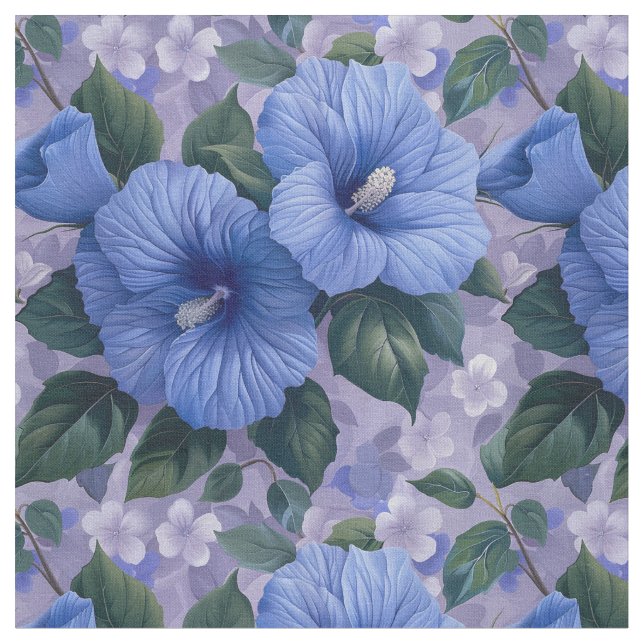 Modèle floral bleu sur tissu lavande (Fermer)
