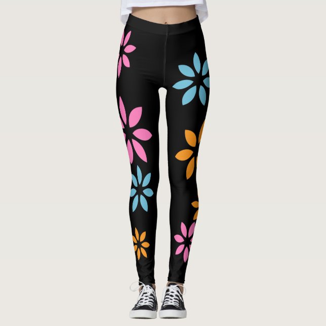 Modèle floral coloré artistique Exercice Leggings (Devant)