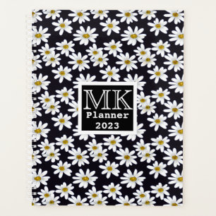Modèle floral de marguerite monogramme