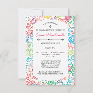 Modèle floral - Invitation Baby shower 3x5
